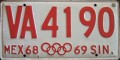 Nummernschilder / Kfz-Kennzeichen Mexiko 1968 1960er Sinaloa