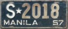 Nummernschilder / Kfz-Kennzeichen Philippinen 1957 1950er Manila