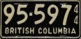 Nummernschilder / Kfz-Kennzeichen Kanada 1944 1940er British Columbia