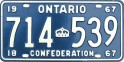 Nummernschilder / Kfz-Kennzeichen Kanada 1967 1960er Ontario