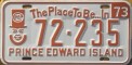 Nummernschilder / Kfz-Kennzeichen Kanada 1973 1970er Prince Edward Island
