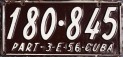 Nummernschilder / Kfz-Kennzeichen Kuba 1956 1950er
