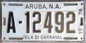 Nummernschilder / Kfz-Kennzeichen Aruba 1976 1970er Aruba