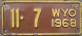 Nummernschilder / Kfz-Kennzeichen USA 1968 1960er Wyoming WY