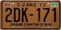 Nummernschilder / Kfz-Kennzeichen USA 1973 1970er Arizona AZ