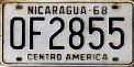 Nummernschilder / Kfz-Kennzeichen Nicaragua 1968 1960er OF = Official